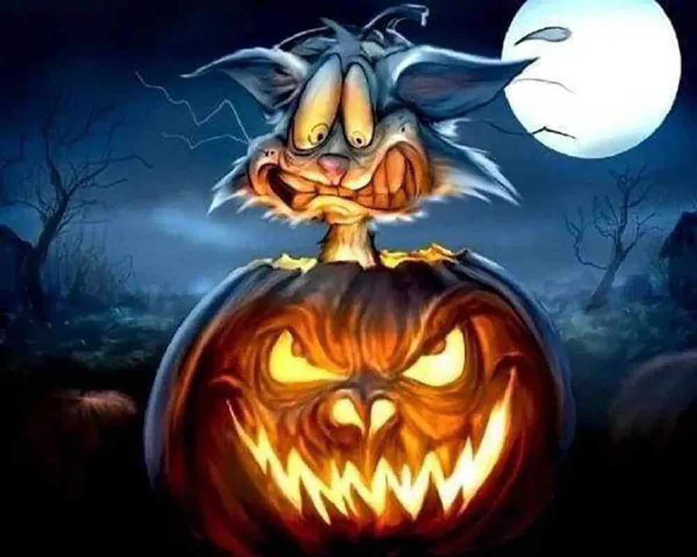 Broderie diamant Citrouille d'Halloween