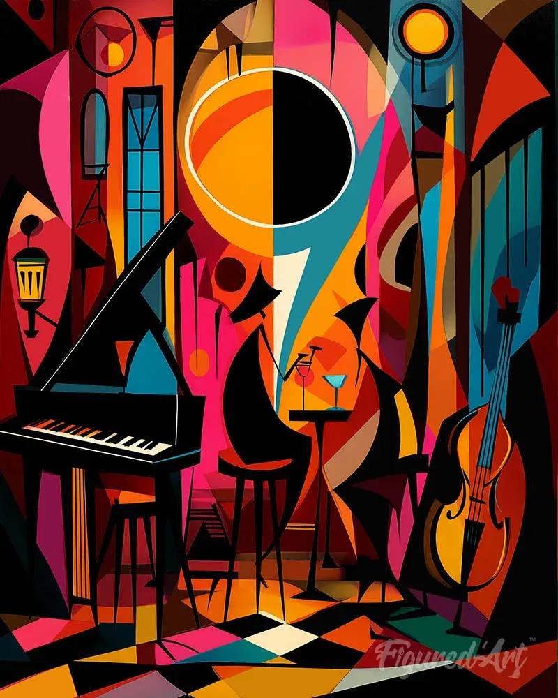 Broderie diamant Club de Jazz Abstrait Éclatant