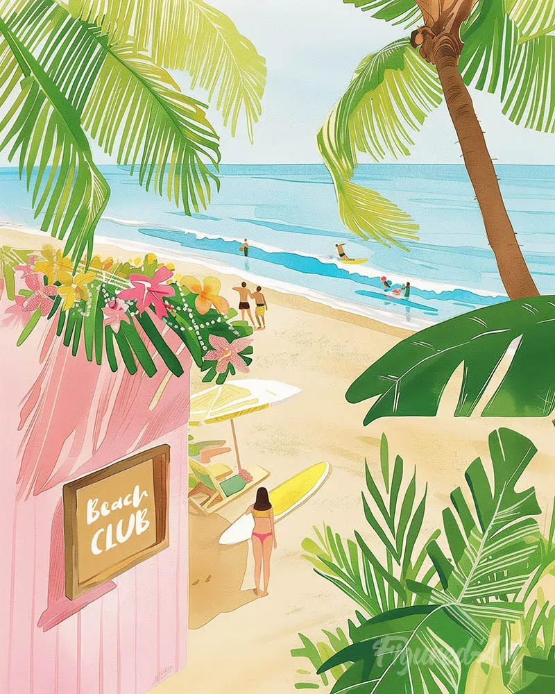 Broderie diamant Club de la plage - 20x25 cm