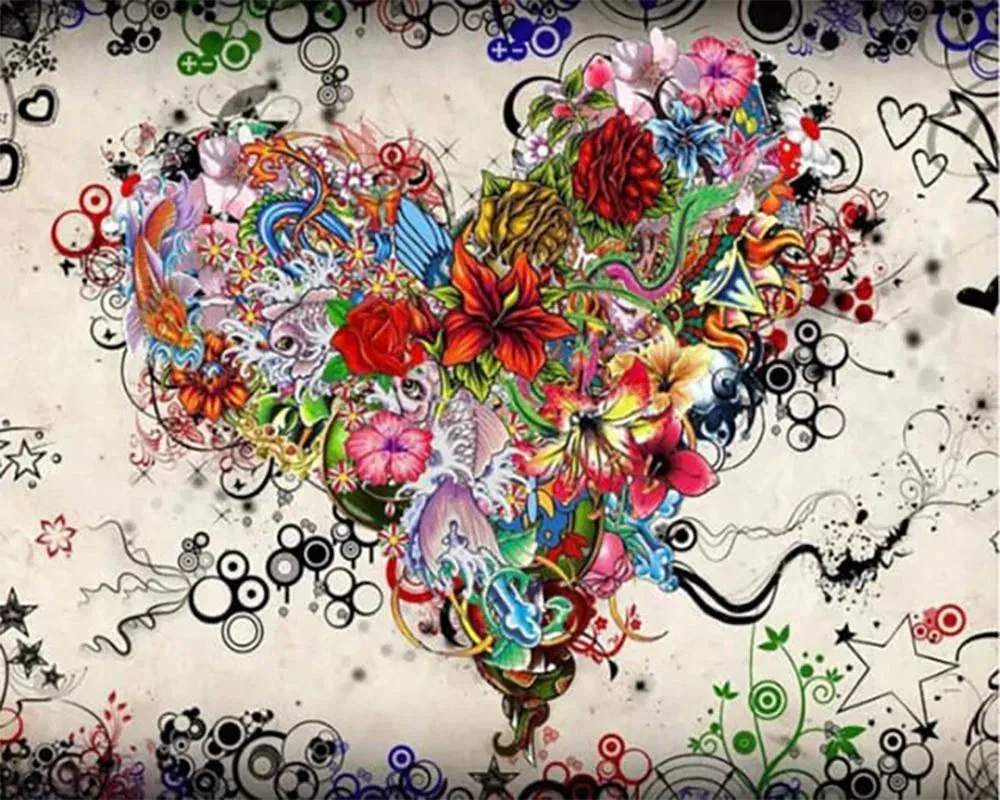 Broderie diamant Coeur Graffiti