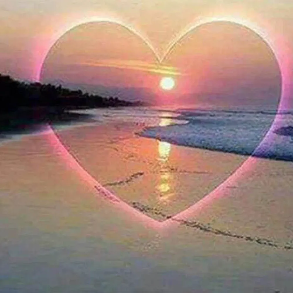 Broderie diamant Coeur sur la Plage