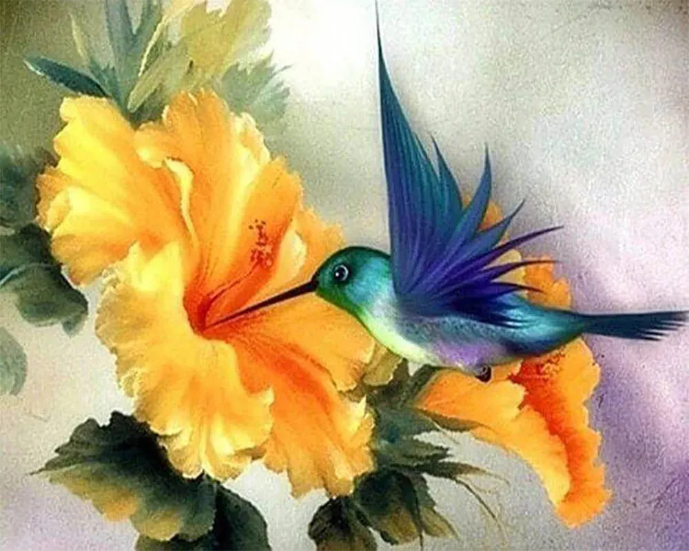 Broderie diamant Colibri - Oiseau précieux aux reflets irisés