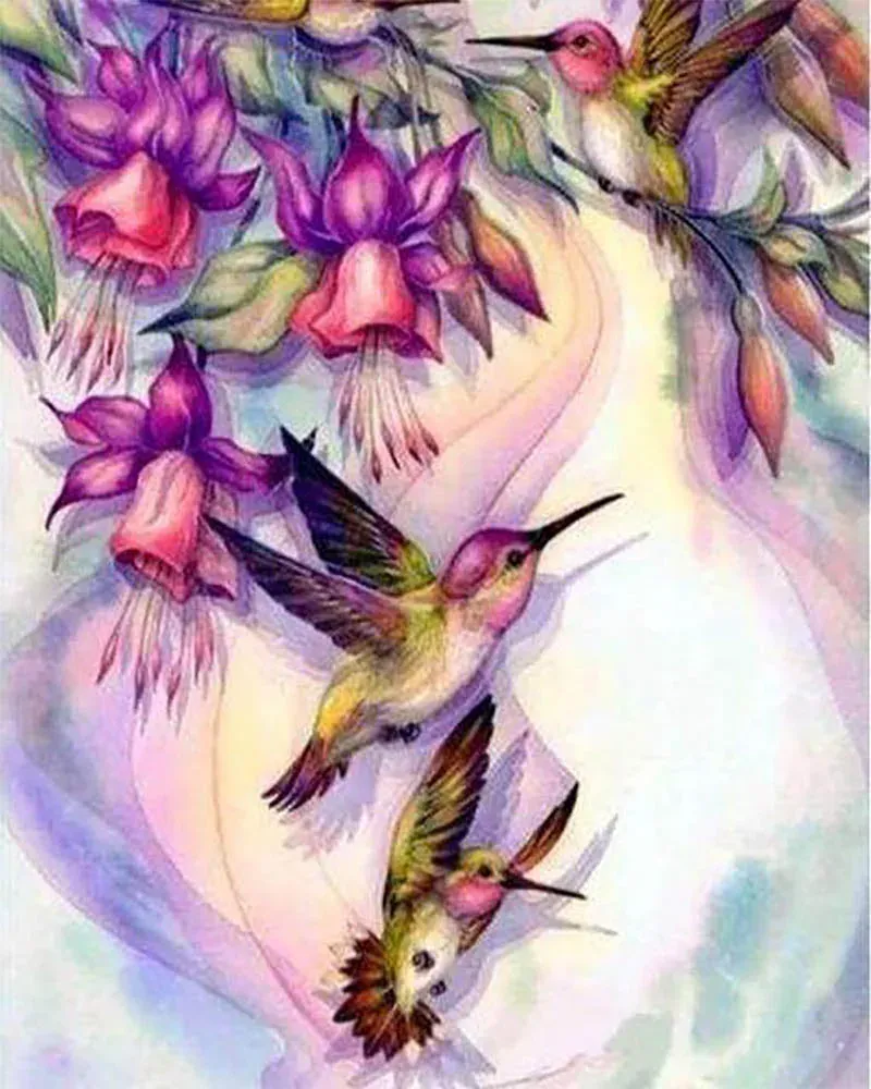 Broderie diamant Colibris en Vol
