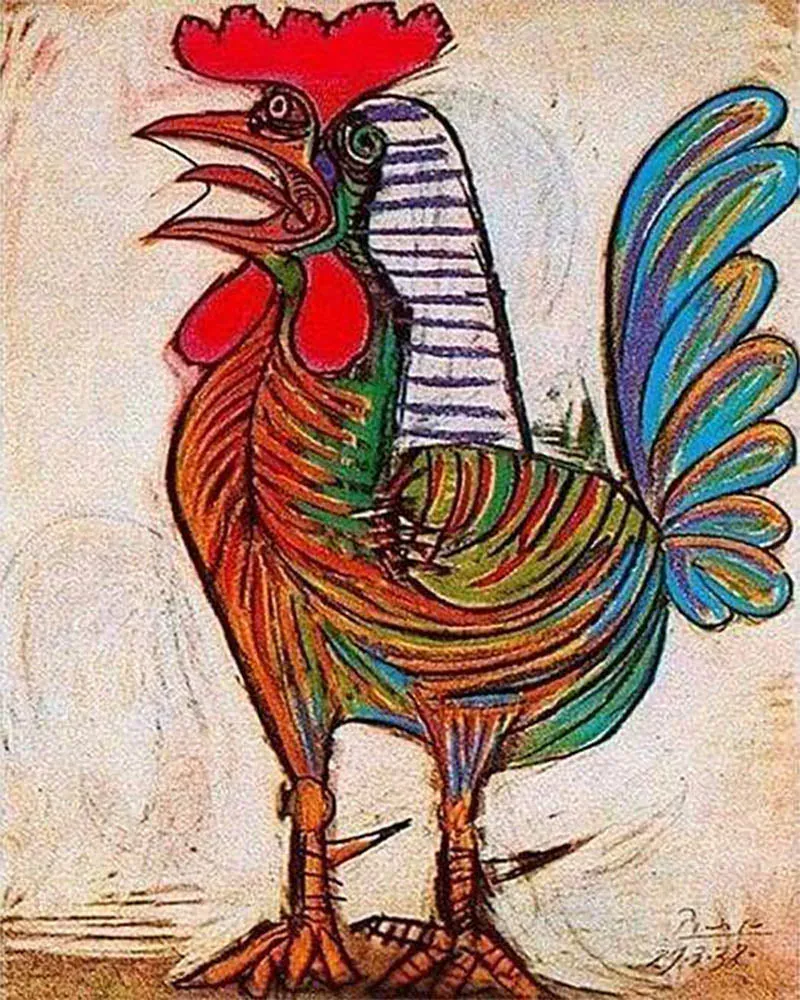 Broderie diamant Coq