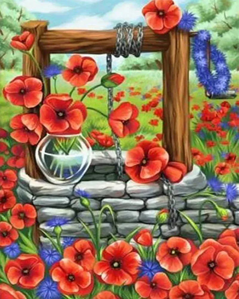 Broderie diamant Coquelicots