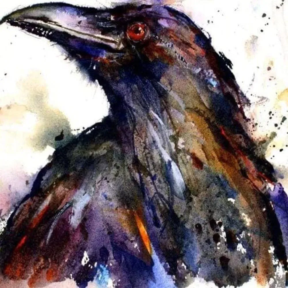 Broderie diamant Corbeau
