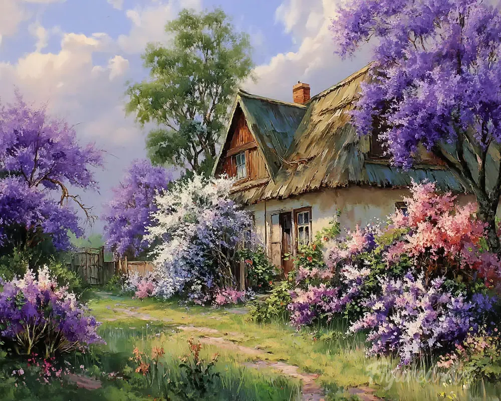 Broderie diamant Cottage au Jardin de Lilas