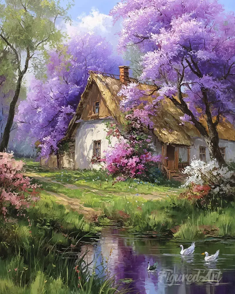 Broderie diamant Cottage et Jacarandas