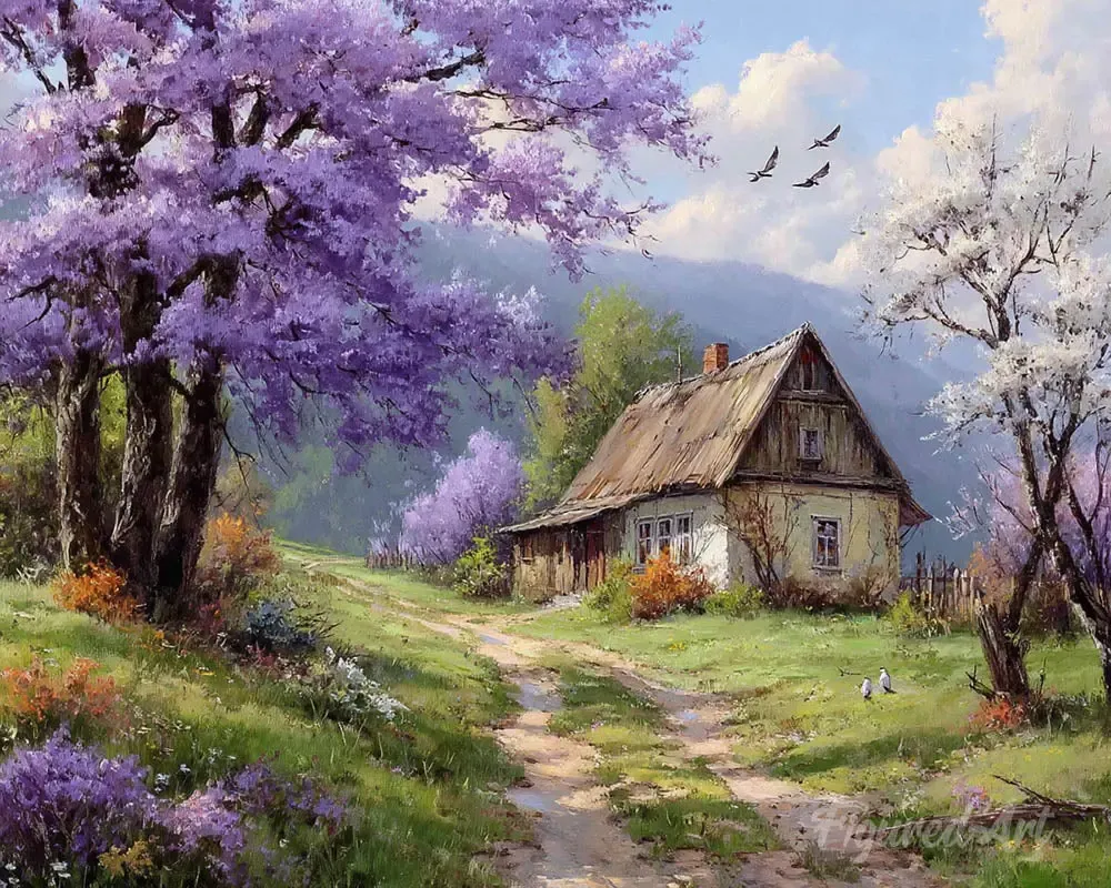 Broderie diamant Cottage sur l’Allée des Jacarandas