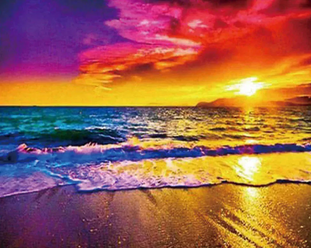 Broderie diamant Coucher de Soleil à la Plage