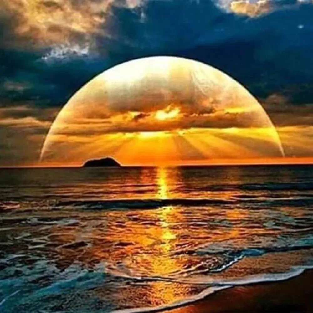 Broderie diamant Coucher de Soleil sur la Mer