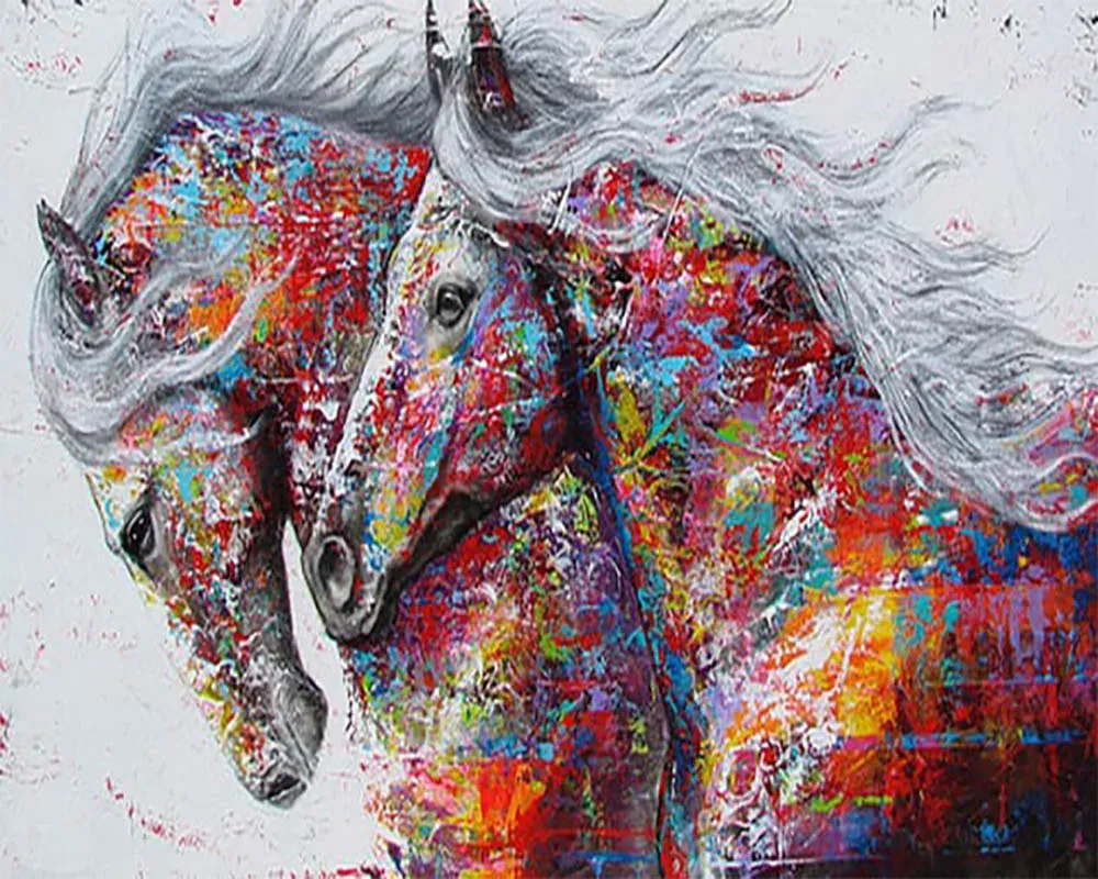 Broderie diamant Couple de Chevaux