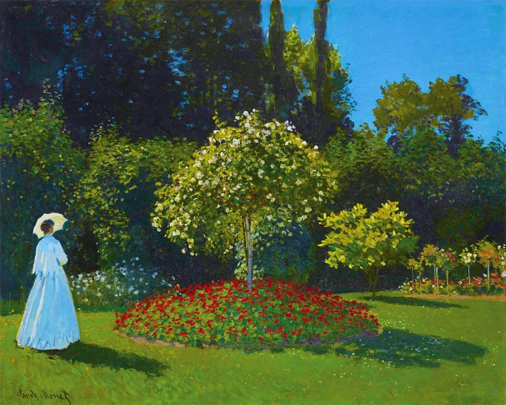 Broderie diamant Dame en blanc au jardin - Monet