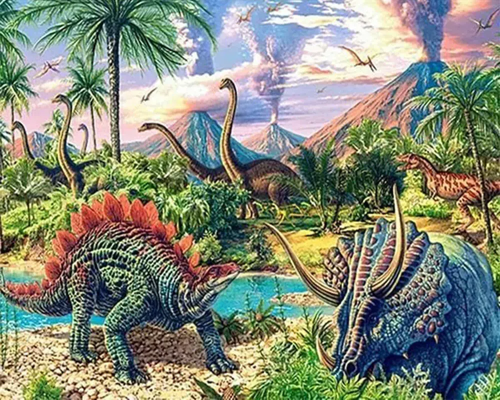 Broderie diamant Dinosaures - Kit animaux préhistoriques fantaisie
