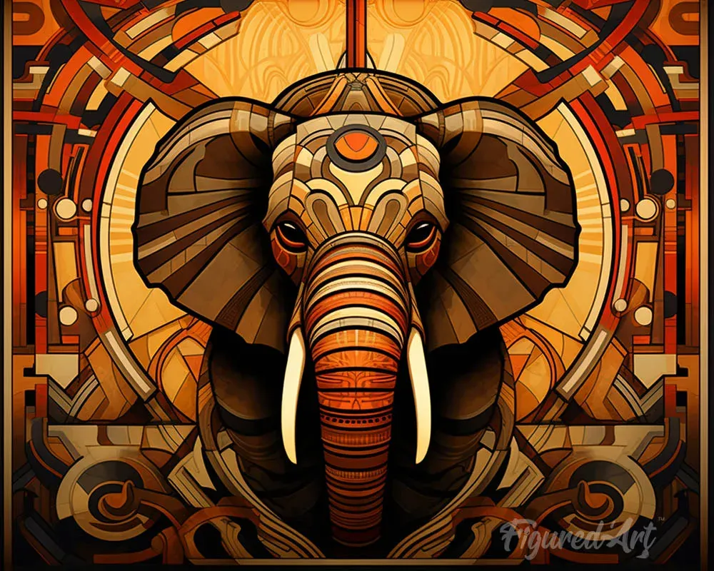 Broderie diamant éléphant Art Déco - Mille Facettes