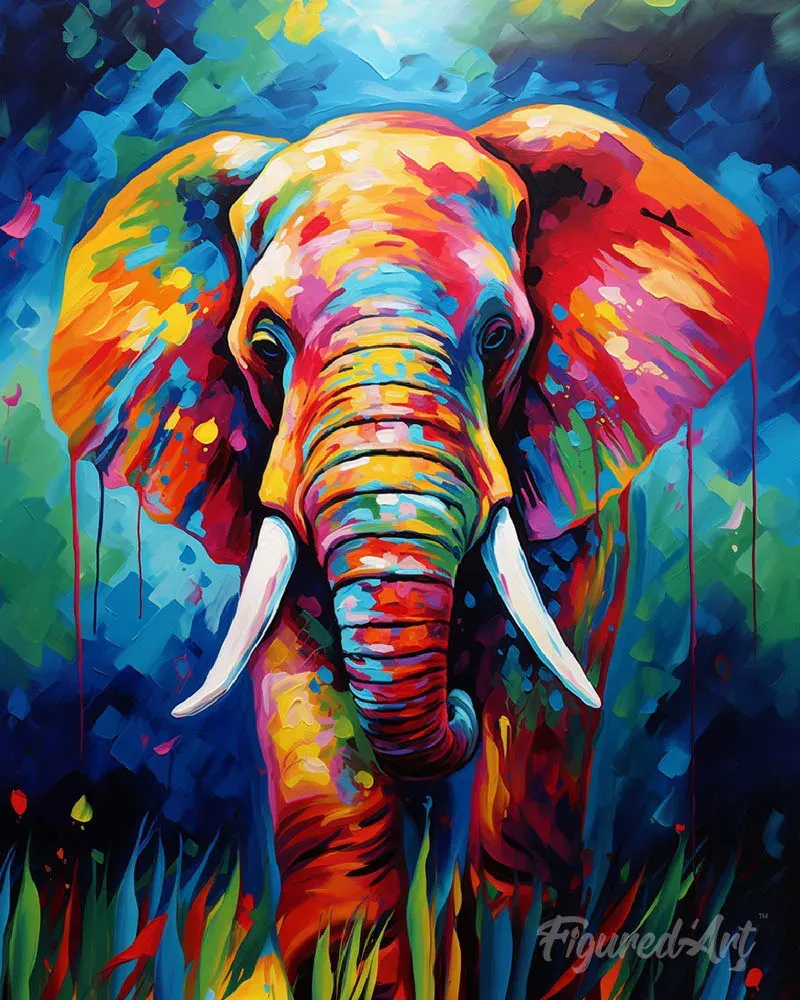 Broderie diamant Éléphant Coloré Abstrait - Mille Facettes