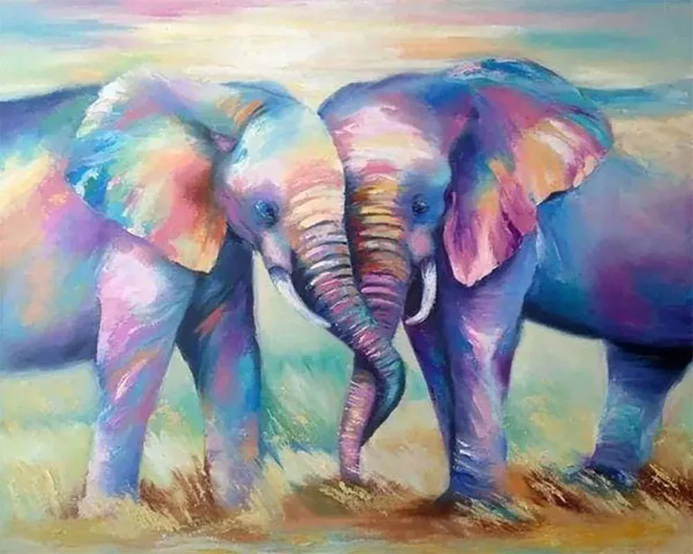 Broderie diamant Eléphants en Couple