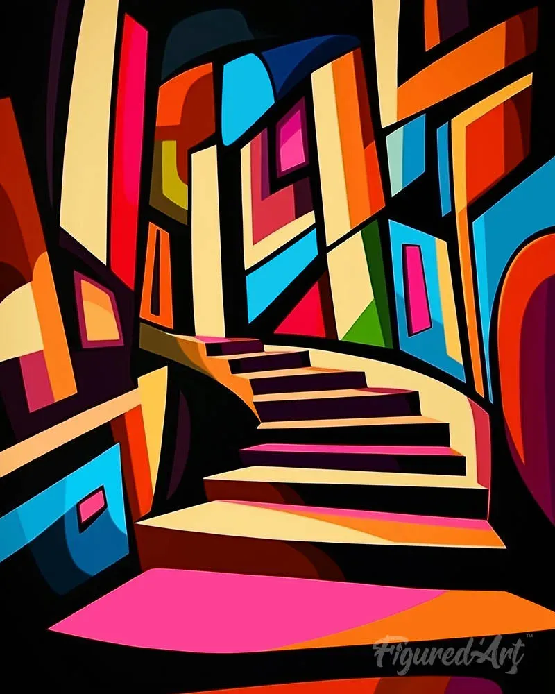 Broderie diamant Escalier Abstrait Éclatant