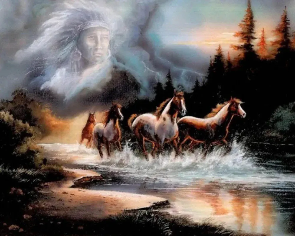 Broderie diamant chevaux et paysages indiens - Kit complet Mille Facettes