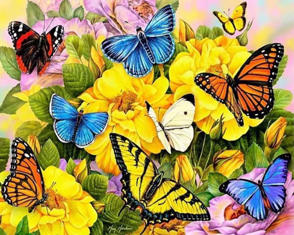 Broderie diamant famille de papillons - Mille Facettes