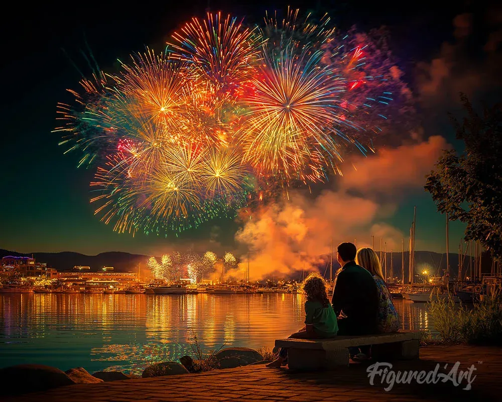Broderie diamant Famille et Feu d’Artifice