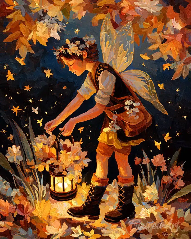 Broderie diamant Fée d'automne mignonne