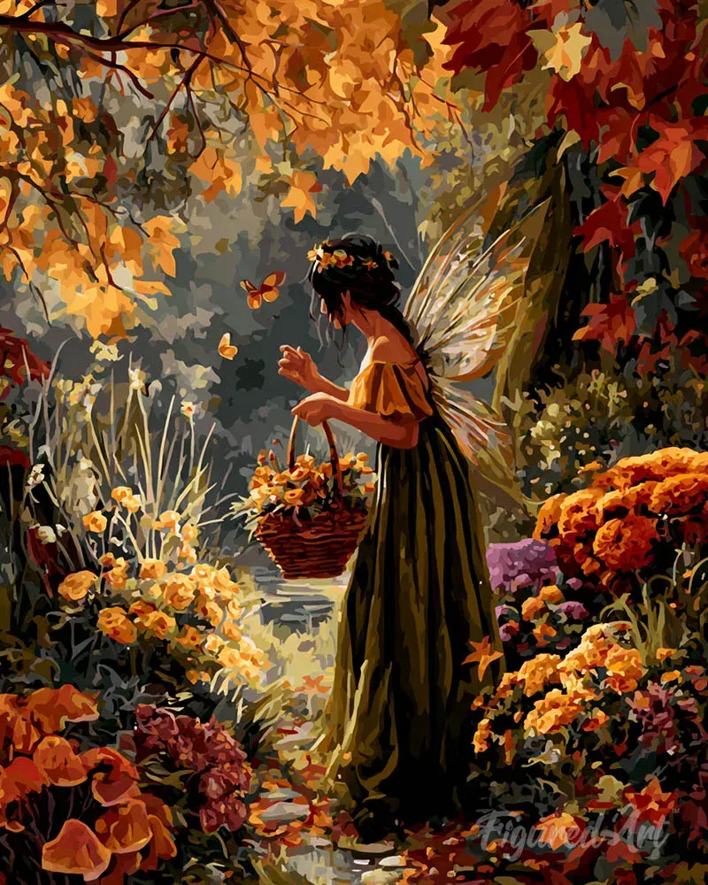 Broderie diamant Fée du jardin d'automne