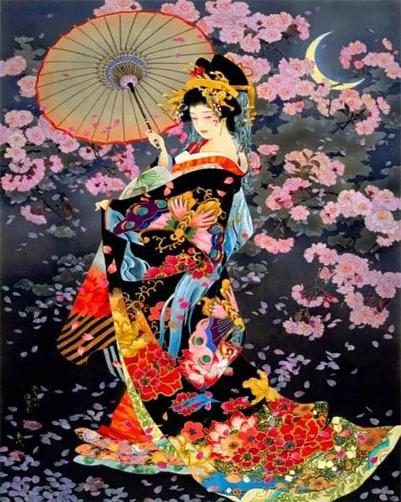 Broderie diamant Femme Asiatique traditionnelle