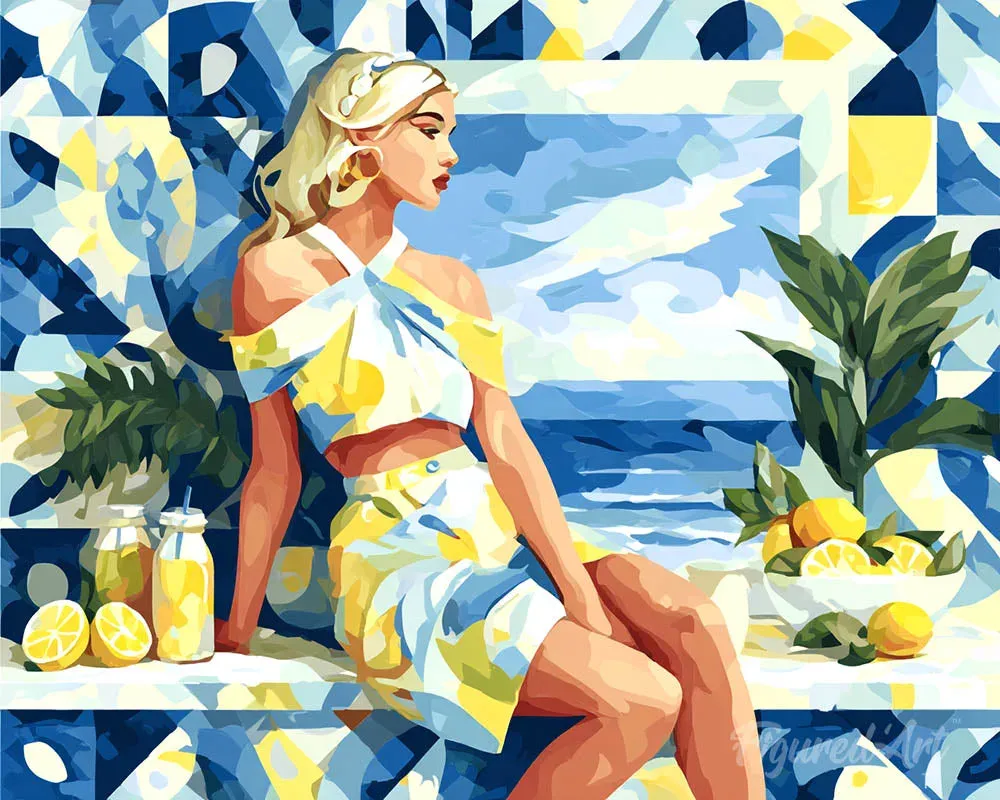 Broderie diamant Femme aux citrons