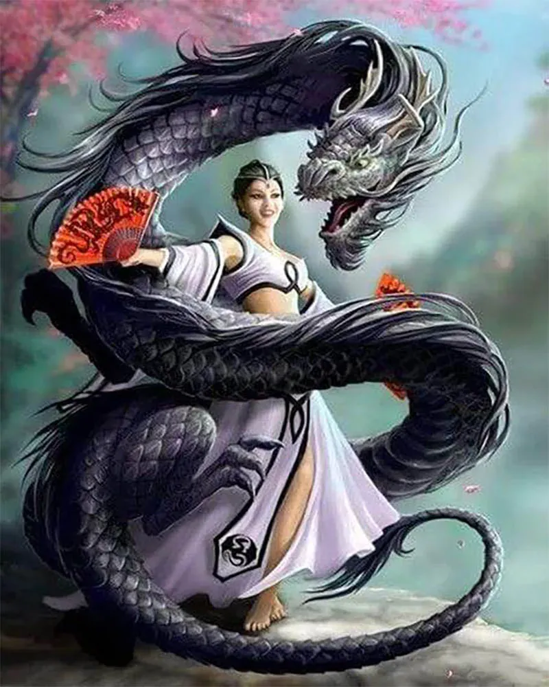 Broderie diamant Femme Dragon