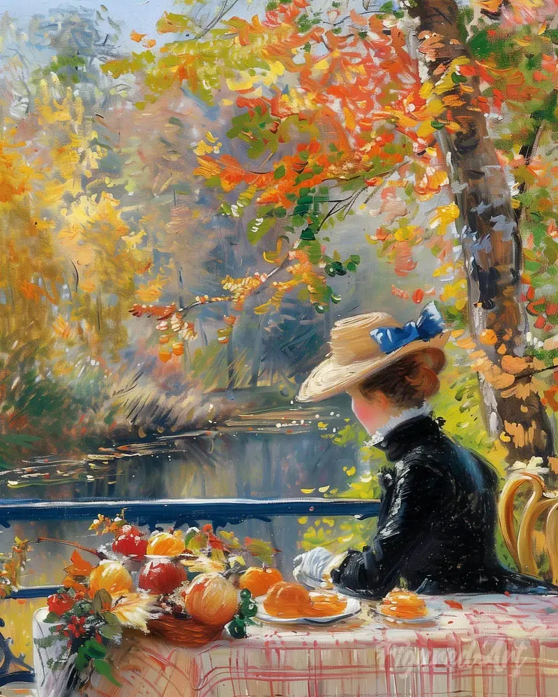 Broderie diamant Femme en Automne inspirée de Renoir - 40x50 cm