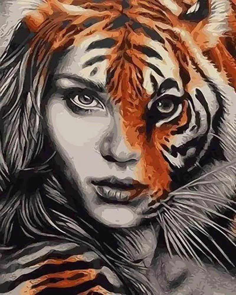 Broderie diamant Femme Tigre
