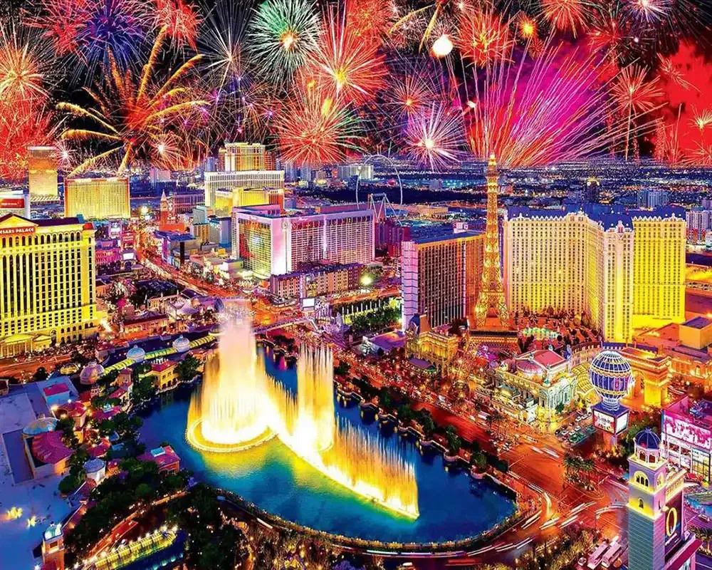 Broderie diamant Feu d'Artifice à Las Vegas