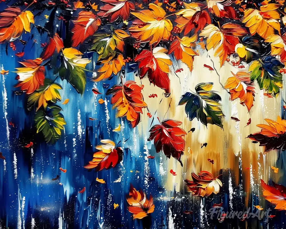 Broderie diamant Feuilles d'Automne vibrantes