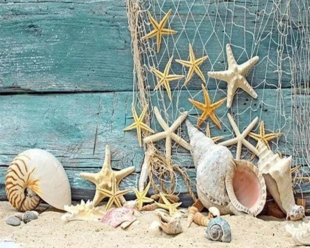 Broderie diamant Filet et Etoiles de Mer