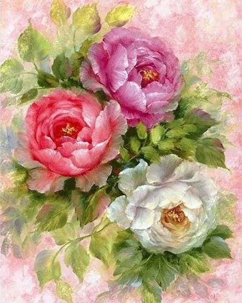 Broderie diamant Fleurs 3 couleurs