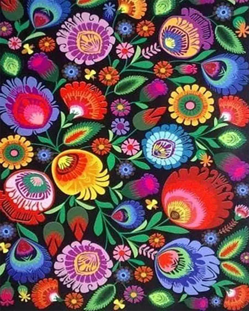 Broderie diamant Fleurs colorées