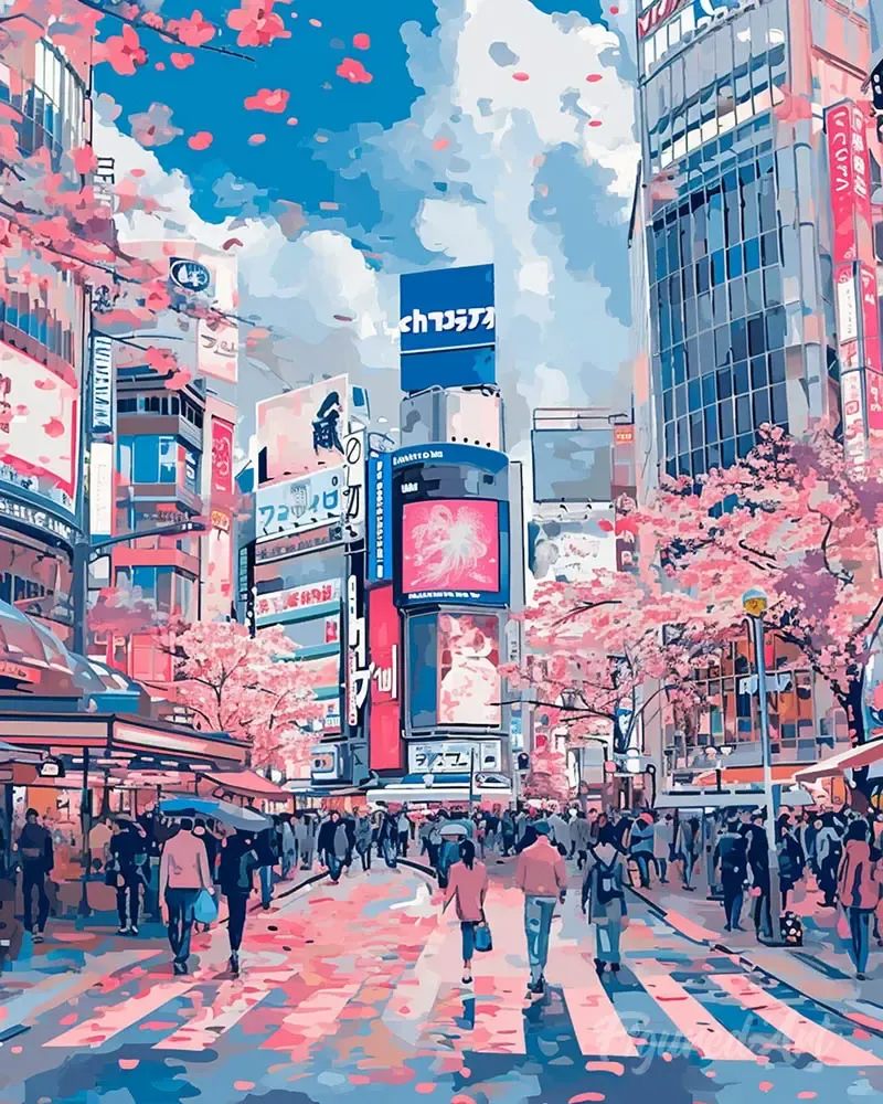 Broderie diamant Fleurs de cerisier de Shibuya