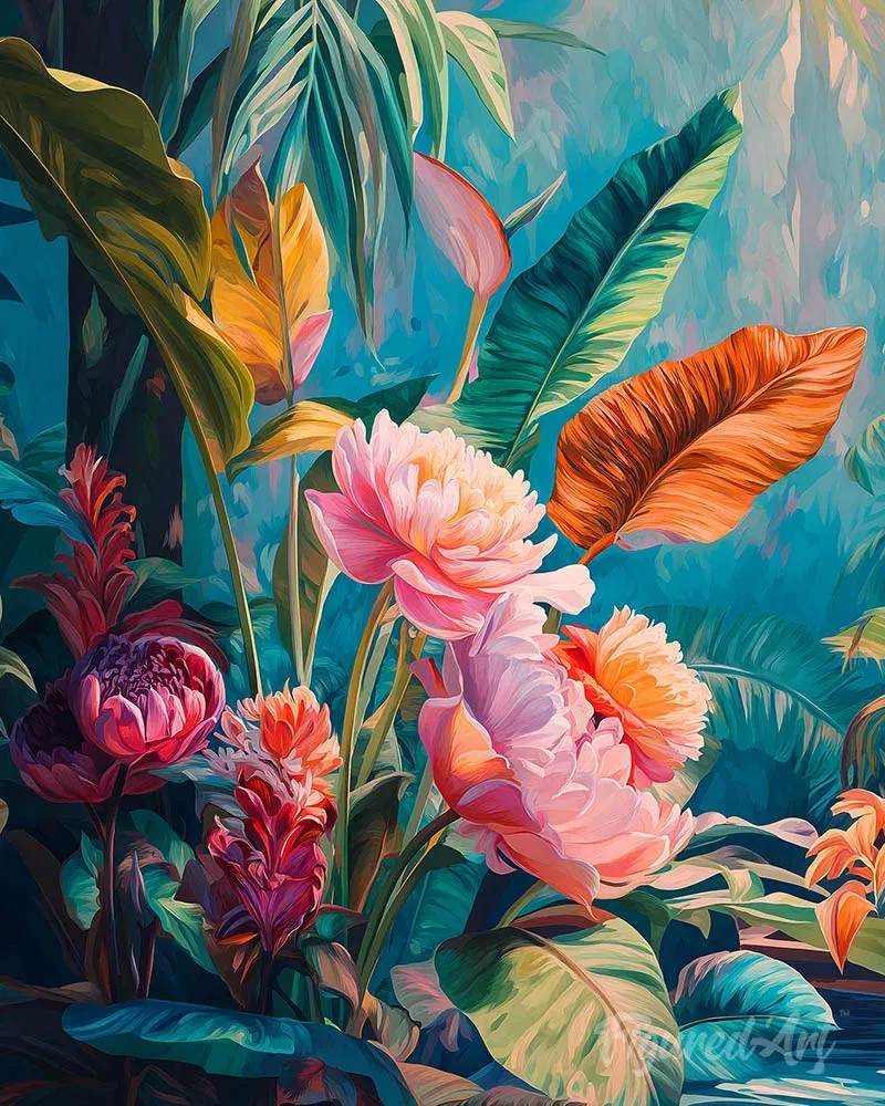 Broderie diamant Fleurs de la jungle