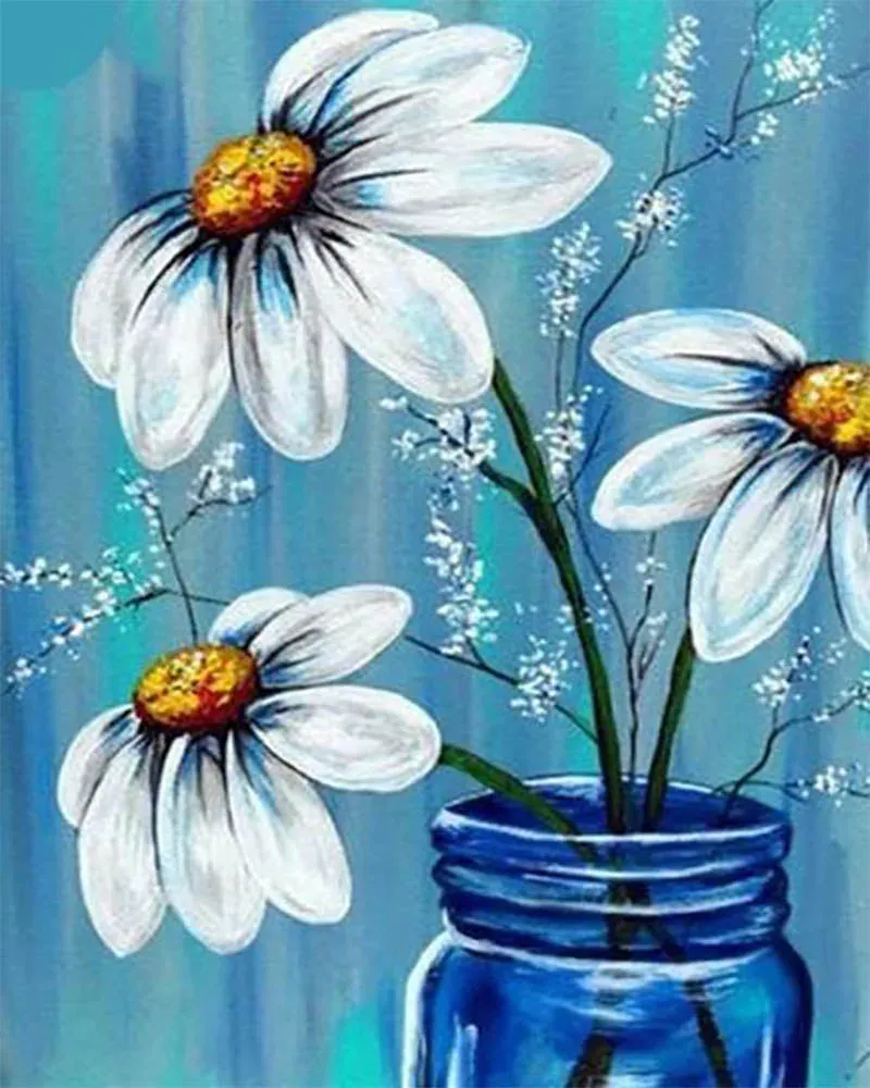 Broderie diamant Fleurs en Vase
