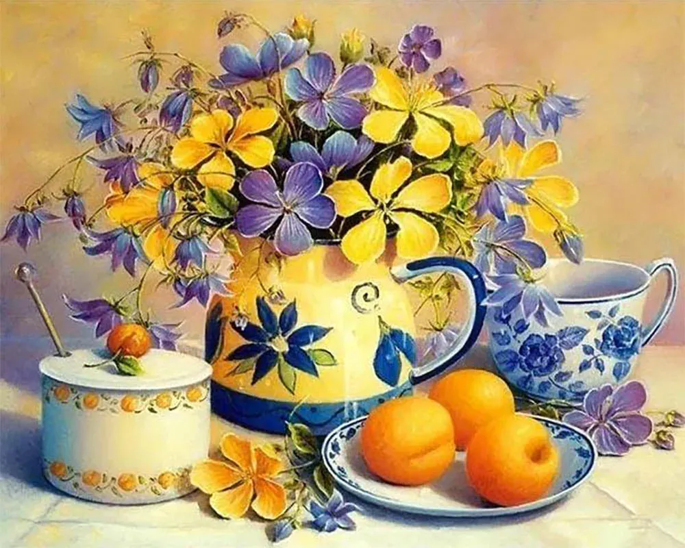 Broderie diamant Fleurs et Abricots