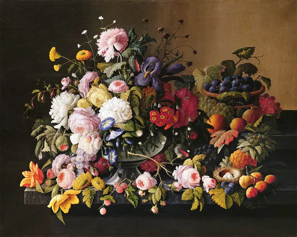 Broderie diamant Fleurs et Fruits - Severin Roesen - 20x25 cm