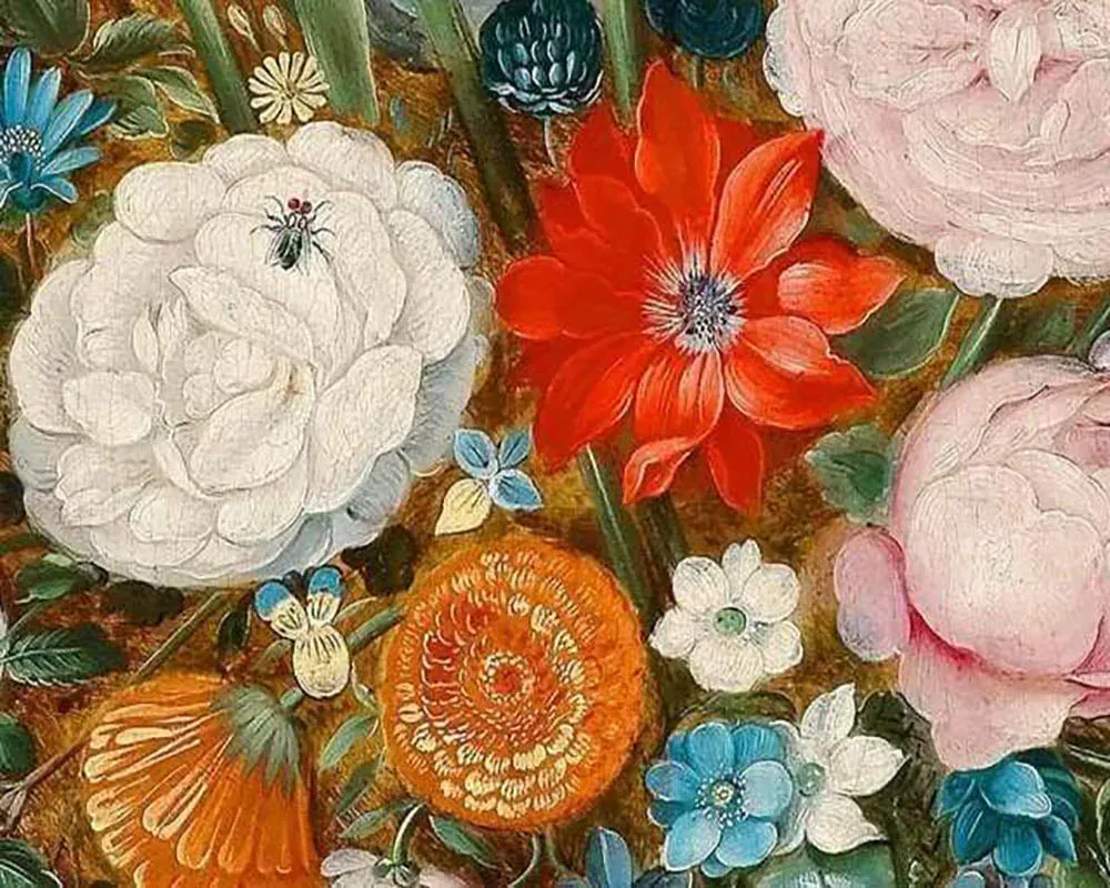 Broderie diamant Fleurs et Insecte