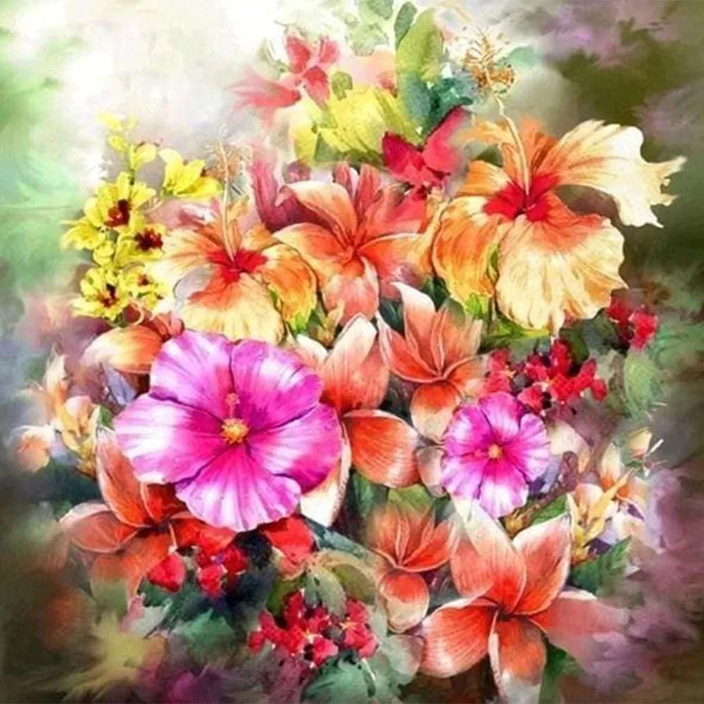 Broderie diamant Fleurs Multi couleurs