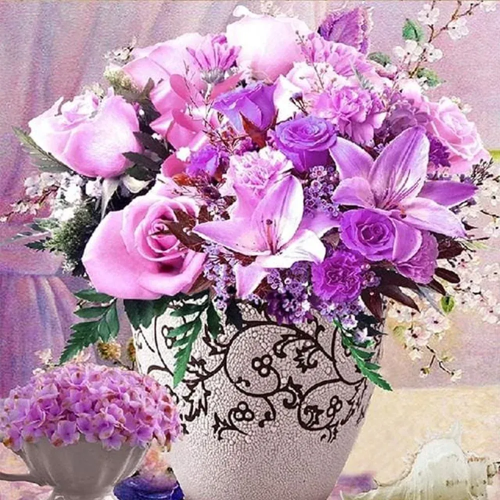 Broderie diamant Fleurs Violettes