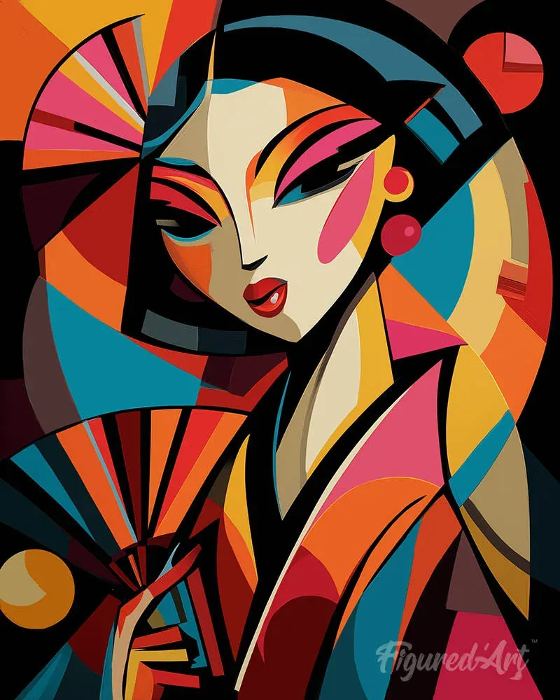 Broderie diamant Geisha Abstraite Éclatante