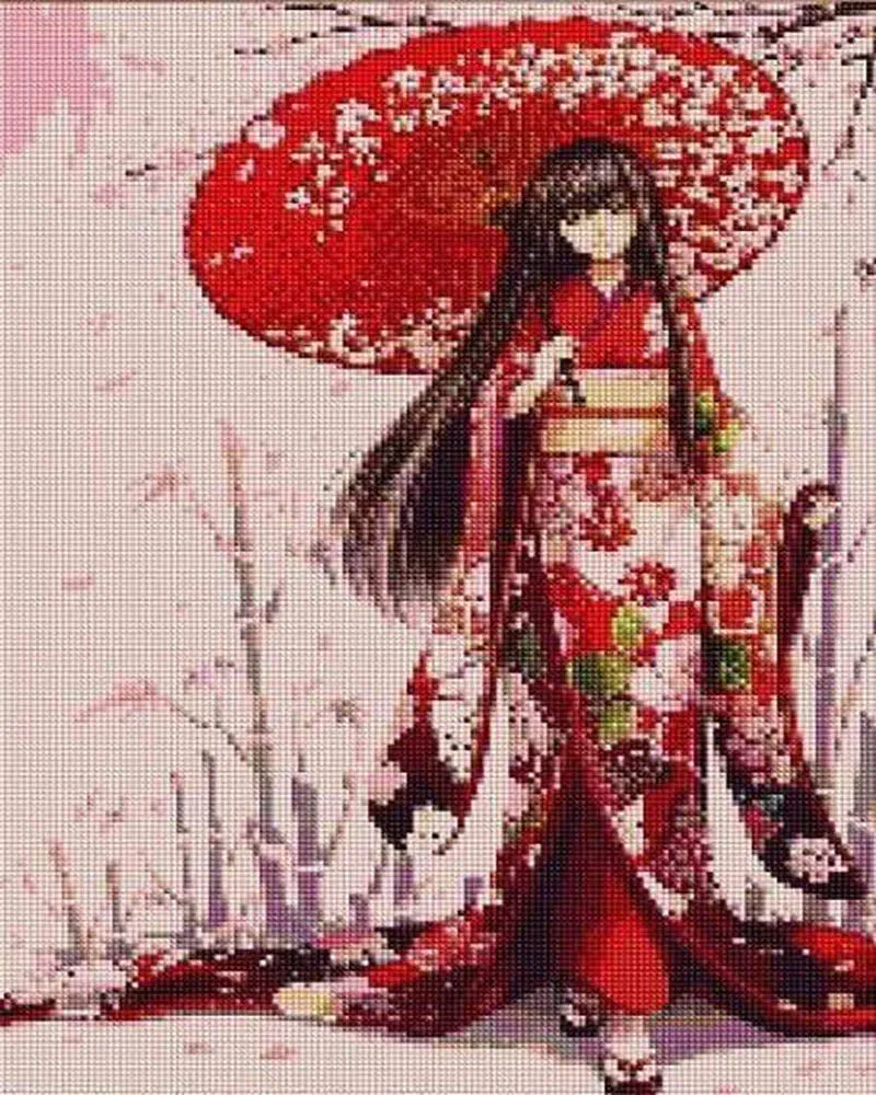 Broderie diamant Geisha