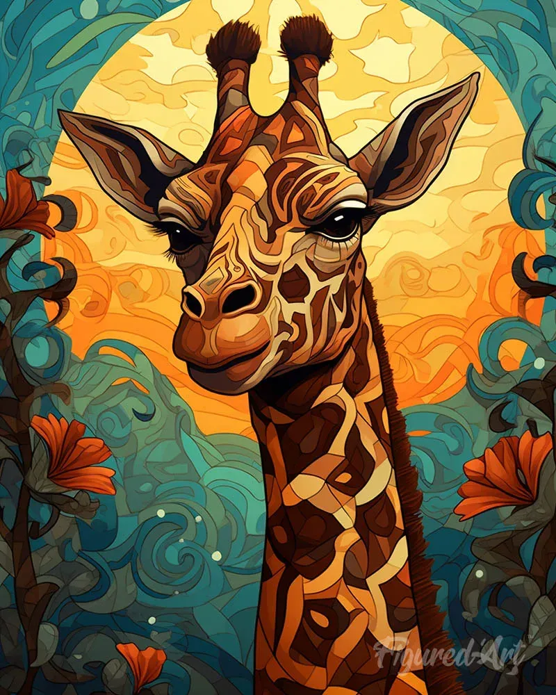 Broderie diamant Girafe Art Déco