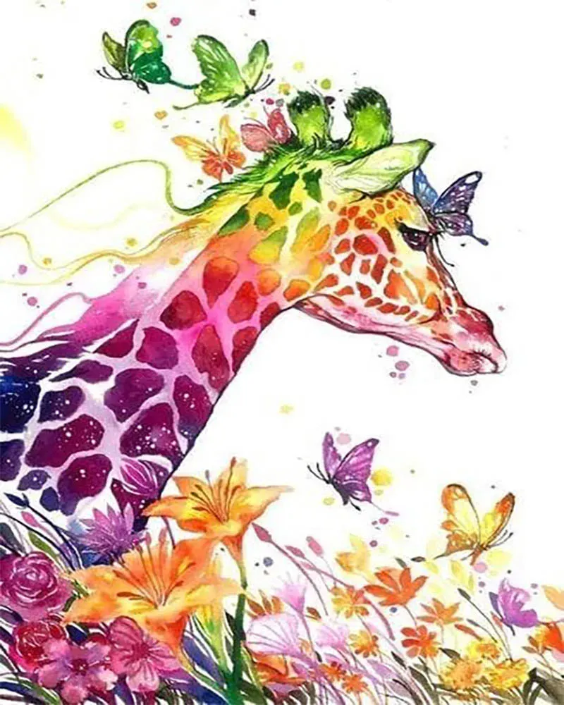 Broderie diamant Girafe colorée