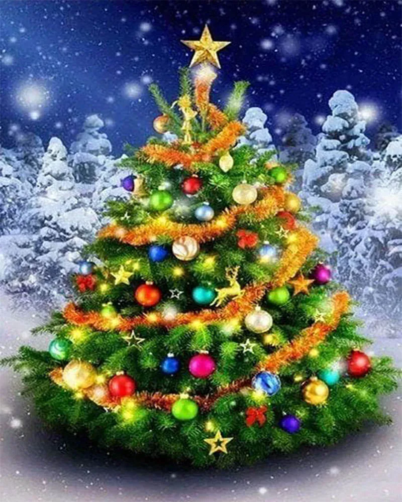 Broderie diamant Grand Sapin de Noël